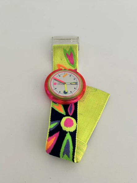Swatch Pop Micro Garden 46,5mm Lastik Kordon 1992 Vintage Kol Saati (S-049) - 5