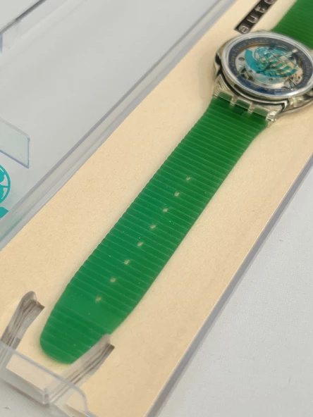 Swatch Automatic Earth 38,5mm Silikon Kordon 1992 Vintage Kol Saati (S-056) - Resim 7