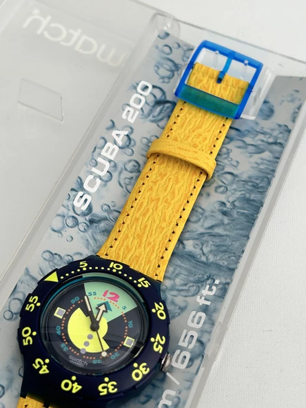 Swatch Scuba Divine 40mm Deri Kordon 1992 Vintage Kol Saati (S-054) - 5