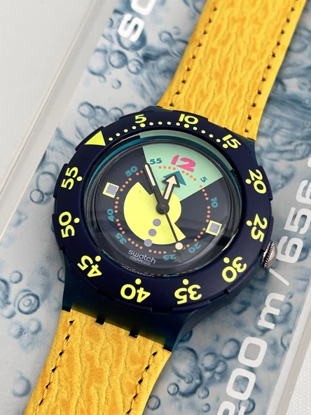 Swatch Scuba Divine 40mm Deri Kordon 1992 Vintage Kol Saati (S-054) - 4