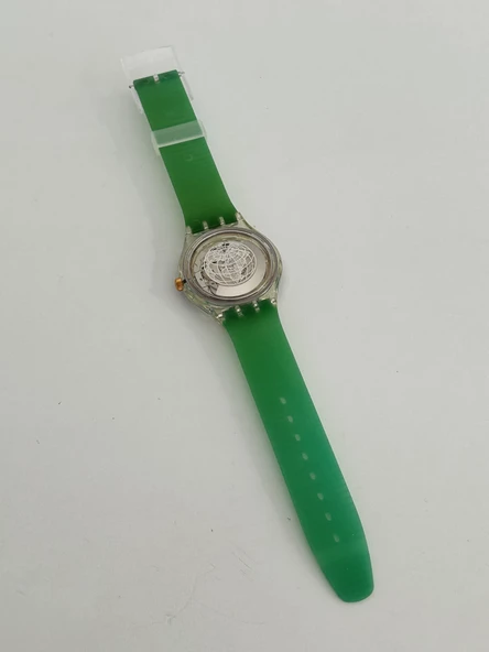 Swatch Automatic Earth 38,5mm Silikon Kordon 1992 Vintage Kol Saati (S-056) - Resim 8