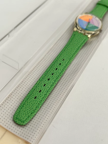 Swatch Piastrella 26mm Deri Kordon 1992 Vintage Kol Saati (S-058) - Resim 6