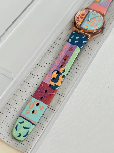 Swatch Essaouira 26mm Deri Kordon 1992 Vintage Kol Saati (S-065) - Resim 6