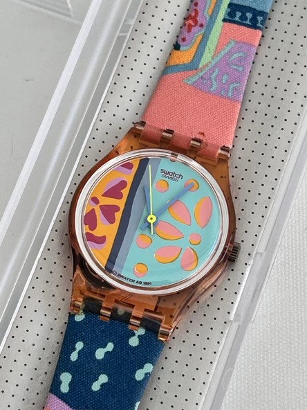 Swatch Essaouira 26mm Deri Kordon 1992 Vintage Kol Saati (S-065) - Resim 4