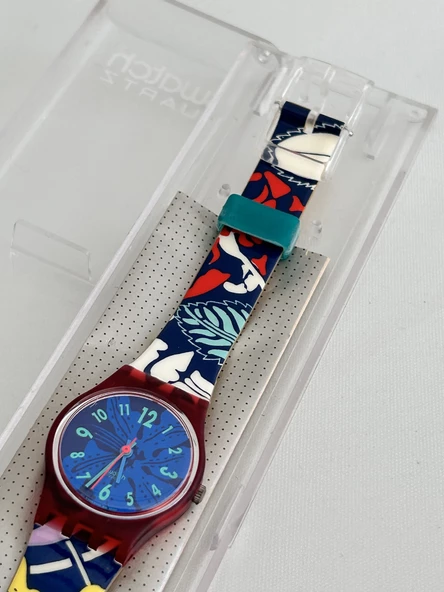 Swatch Exotica 26mm Silikon Kordon 1992 Vintage Kol Saati (S-064) - 5