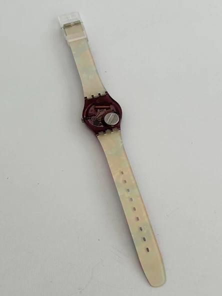 Swatch Fleur De Lyss 26mm Silikon Kordon 1992 Vintage Kol Saati (S-067) - 7