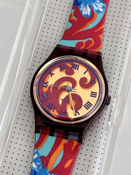 Swatch Fleur De Lyss 26mm Silikon Kordon 1992 Vintage Kol Saati (S-067) - 4
