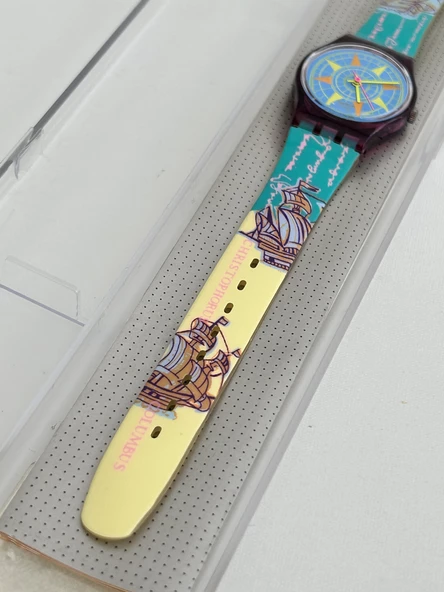Swatch Compass 26mm Silikon Kordon 1992 Vintage Kol Saati (S-070) - Resim 6