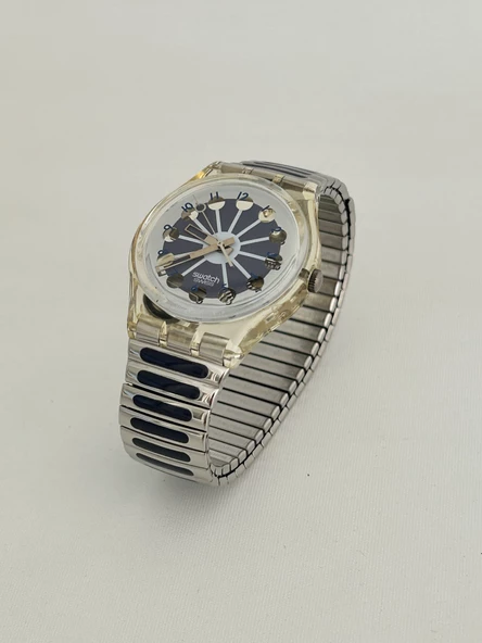 Swatch Blue Segment 35mm Çelik Kordon 1992 Vintage Kol Saati (S-073) - 6