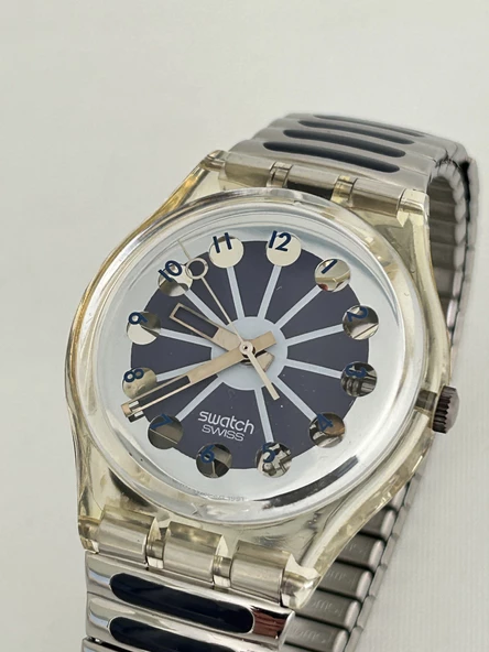 Swatch Blue Segment 35mm Çelik Kordon 1992 Vintage Kol Saati (S-073) - 7