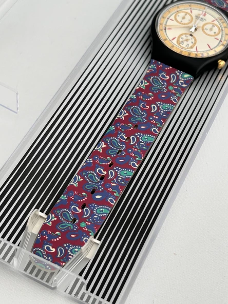 Swatch Chrono Award 40mm Silikon Kordon 1992 Vintage Kol Saati (S-075) - 6