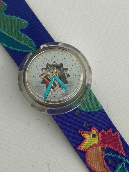 Swatch Pop Veruschka 46,5mm Deri Kordon 1992 Vintage Kol Saati - Resim 3