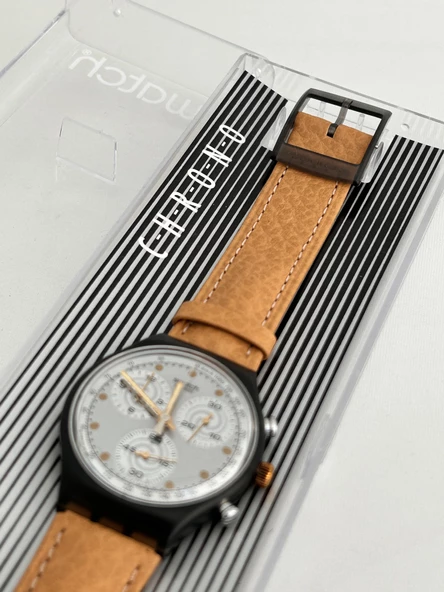 Swatch Chrono Sirio 40mm Deri Kordon 1992 Vintage Kol Saati (S-078) - 5