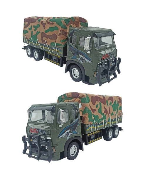 Askeri Kamyon Asker Taşıyıcı Büyük Boy Kamyon Arkası Açılabilen Unimog Askeri Kamyon 40x17cm.