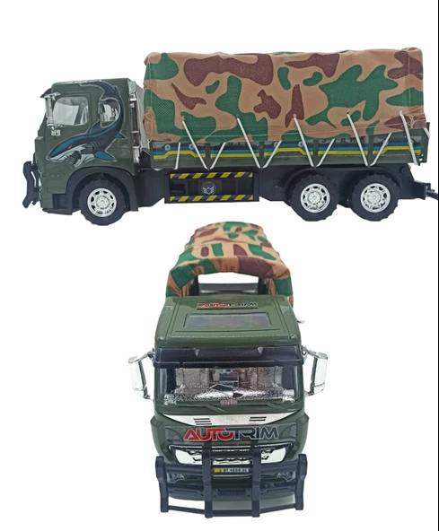 Askeri Kamyon Asker Taşıyıcı Büyük Boy Kamyon Arkası Açılabilen Unimog Askeri Kamyon 40x17cm. - 3