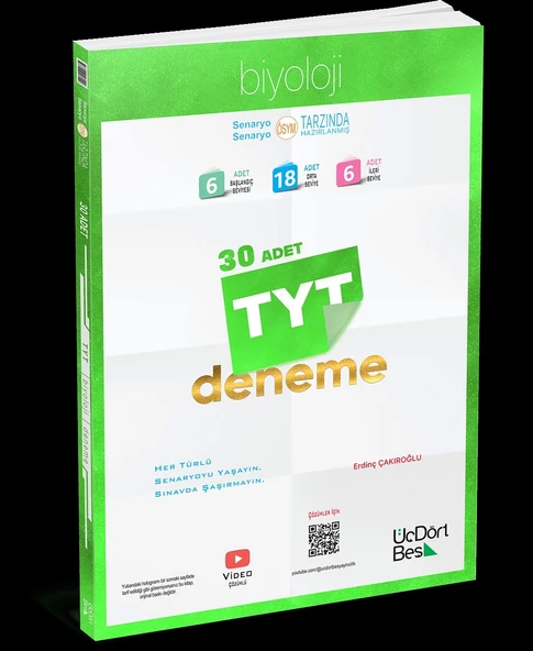 Üç Dört Beş Yayıncılık TYT Biyoloji 30 Deneme Yeni