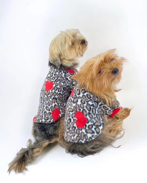 Animal Leo Print Sweat Red Sweat Köpek Kazağı Köpek Poları - 2