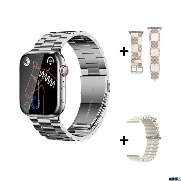 Winex Watch 8 WS92 Max Amoled Ekran Android İos HarmonyOs Uyumlu Akıllı Saat Gümüş - 2