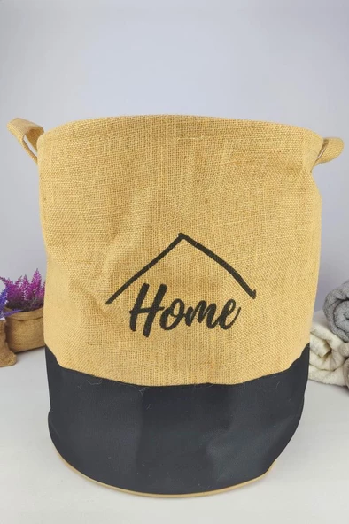 Digithome Hasır Büzgülü Kirli Çamaşır Sepeti Yuvarlak Siyah - CLY-J1014 C1-1-121 - 3