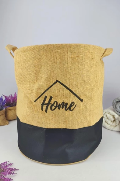 Digithome Hasır Büzgülü Kirli Çamaşır Sepeti Yuvarlak Siyah - CLY-J1014 C1-1-121