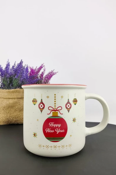 Digithome New Year Porselen Yılbaşı Kupası 360 Cc Desen 4 – THN10800 C1-1-18 - 2