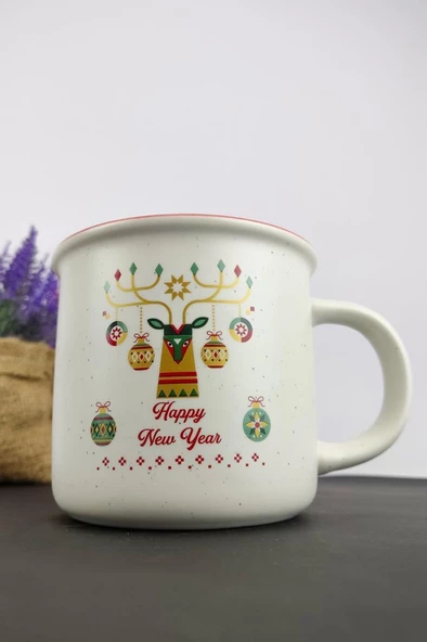 Digithome New Year Porselen Yılbaşı Kupası 360 Cc Desen 5 – THN10800 C1-1-18 - 3