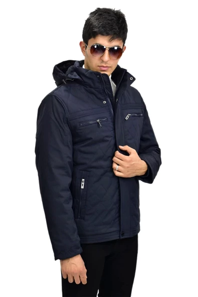 Erkek Spor Kapüşonlu Mont  M3303 BGL-ST03235 - Resim 12