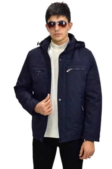 Erkek Spor Kapüşonlu Mont  M3303 BGL-ST03235 - Resim 3