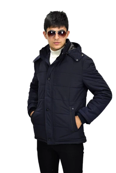 Erkek Spor Kapüşonlu Mont  M3104 BGL-ST03237 - Resim 3