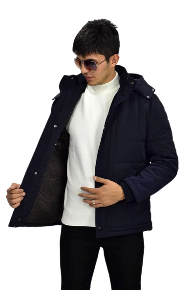 Erkek Spor Kapüşonlu Mont  M3104 BGL-ST03237 - Resim 9