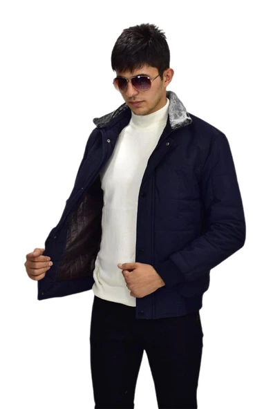 Erkek Büyük Beden Spor Peluş Yaka Mont  M3096 BGL-ST03243 - Resim 7