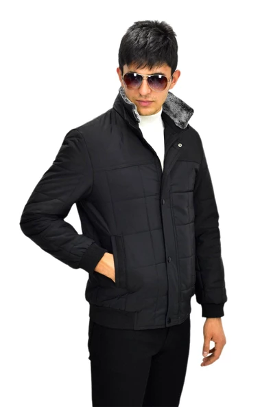 Erkek Büyük Beden Spor Peluş Yaka Mont  M3096 BGL-ST03243 - Resim 4