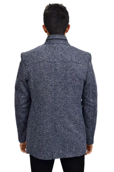 Erkek Hakim Yaka Kaşe Kaban 9005 BGL-ST03244 - Resim 5