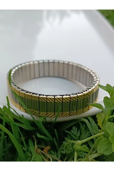 Şık ve modern Çelik Nomi Gold Silver Tırtıklı Bileklik - 2