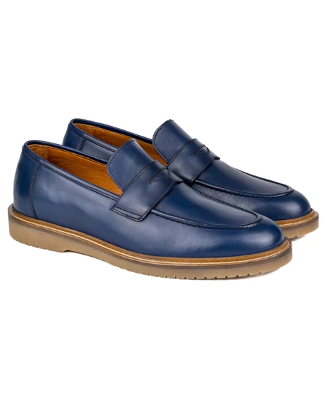 Barok-Pt Lacivert Hakiki Deri Günlük Klasik Erkek Ayakkabı - 2