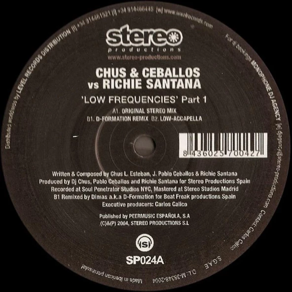 Chus & Ceballos vs. Richie Santana – Low Frequencies (Part 1) Tribal House Vinly Plak alithestereo