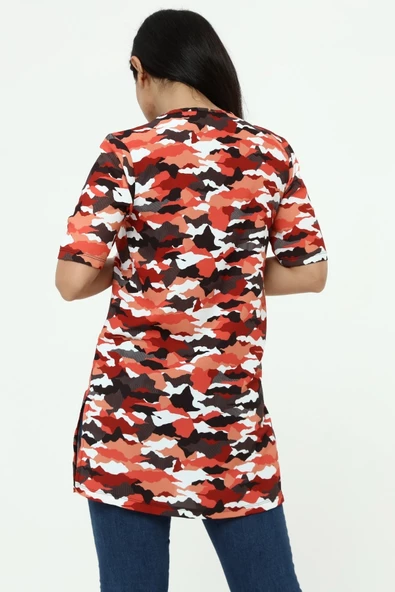 Kadın Turuncu Kamuflaj Poly Tunik - 2