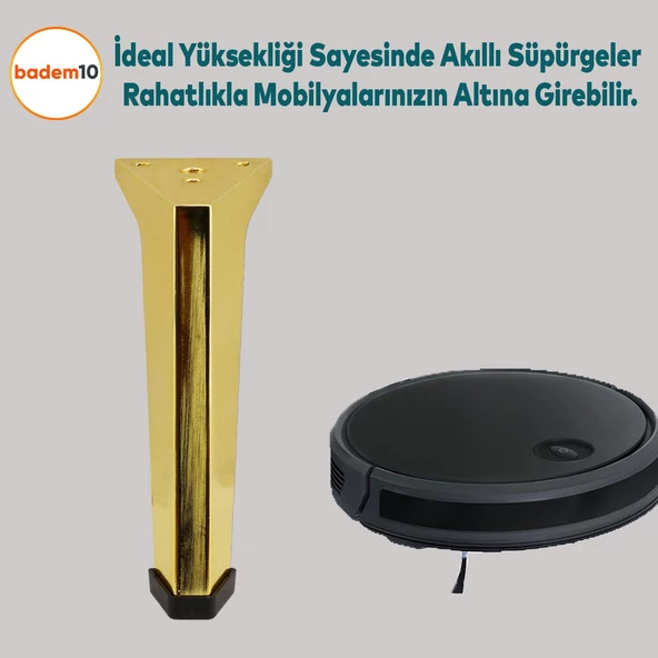 Sehpa Masa Puf Tabure Ünite Baza Koltuk Ayağı Mobilya Ayakları Ayağı Metal Ayakları 12 Cm Altın - Resim 5