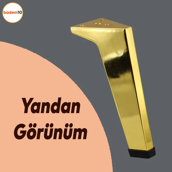 Sehpa Masa Puf Tabure Ünite Baza Koltuk Ayağı Mobilya Ayakları Ayağı Metal Ayakları 12 Cm Altın - Resim 3