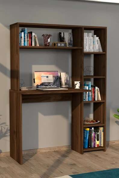 Moonlife Duru Kitaplıklı Çalışma Masası Ceviz - 3