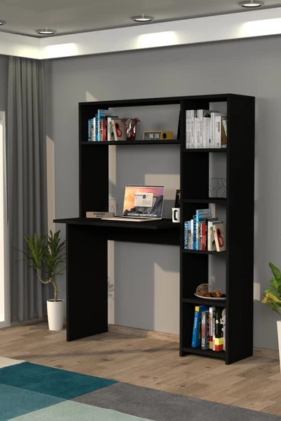 Moonlife Duru Kitaplıklı Çalışma Masası Siyah - 2
