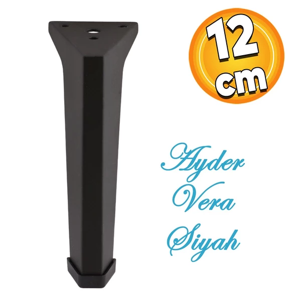 Sehpa Masa Puf Tabure Ünite Baza Koltuk Ayağı Mobilya Ayakları Ayağı Metal Ayakları 12 Cm Siyah