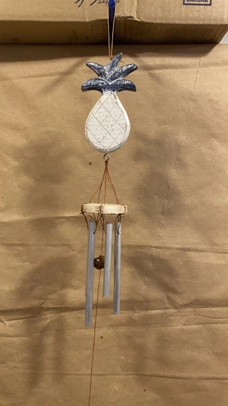 Deprem Çanı Zili Rüzgar Çanı Ananas 5 Metal Çubuklu - Resim 7