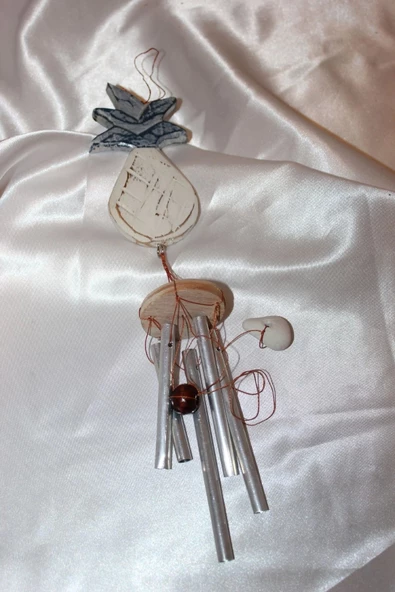 Deprem Çanı Zili Rüzgar Çanı Ananas 5 Metal Çubuklu - Resim 4