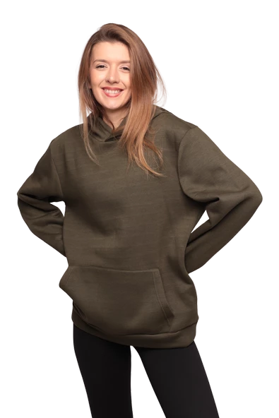 Kapşonlu 3 İplik Sweatshirt 0153 | Haki