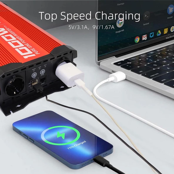 Kobb Kbn1000 12V/220V 1000Watt Tam Sinüs Dönüştürücü İnvertör - 6