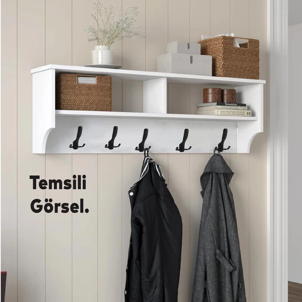 Metal Portmanto Vestiyer Duvar Dolap Elbise Askısı Mat Siyah Mobilya Kapı Askılığı Aparatı - 6