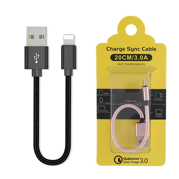 İPhone İOS 3.0A Hızlı Şarj Halat Usb Kablo 20cm