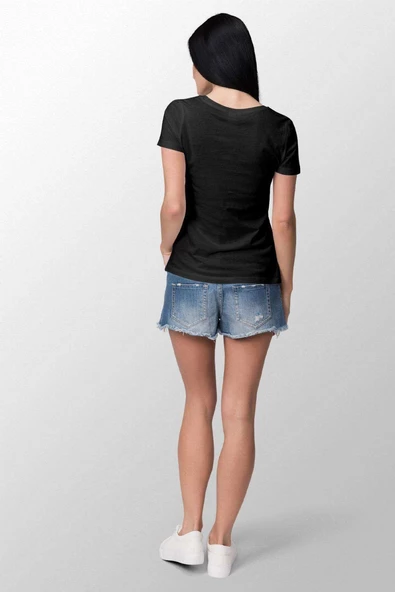 Antisocial Baskılı Dar Kesim Kadın Siyah t-shirt - 2