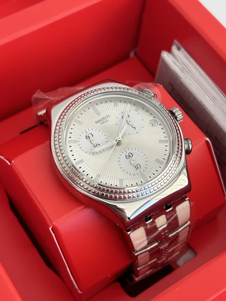 Swatch Crystal Cascade 40mm Çelik Kordon Erkek Kol Saati YCS580G - 4
